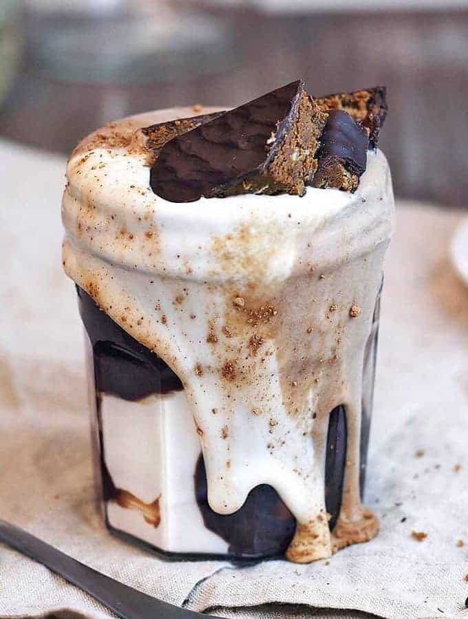 Chocolate Marble Protein Smoothie (vegan, zucchini, dairy-free, banana-free)