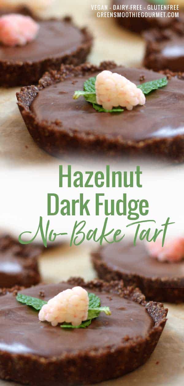 Simple Dark Fudge Hazelnut Tart (no-bake, vegan, dairy-free, gluten-free)
