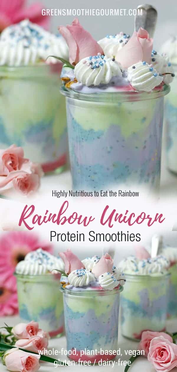 Rainbow Unicorn Protein Smoothies