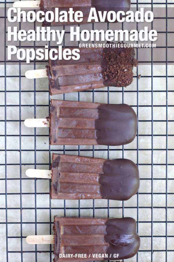 chocolate avocado popsicles on a cooling rack.