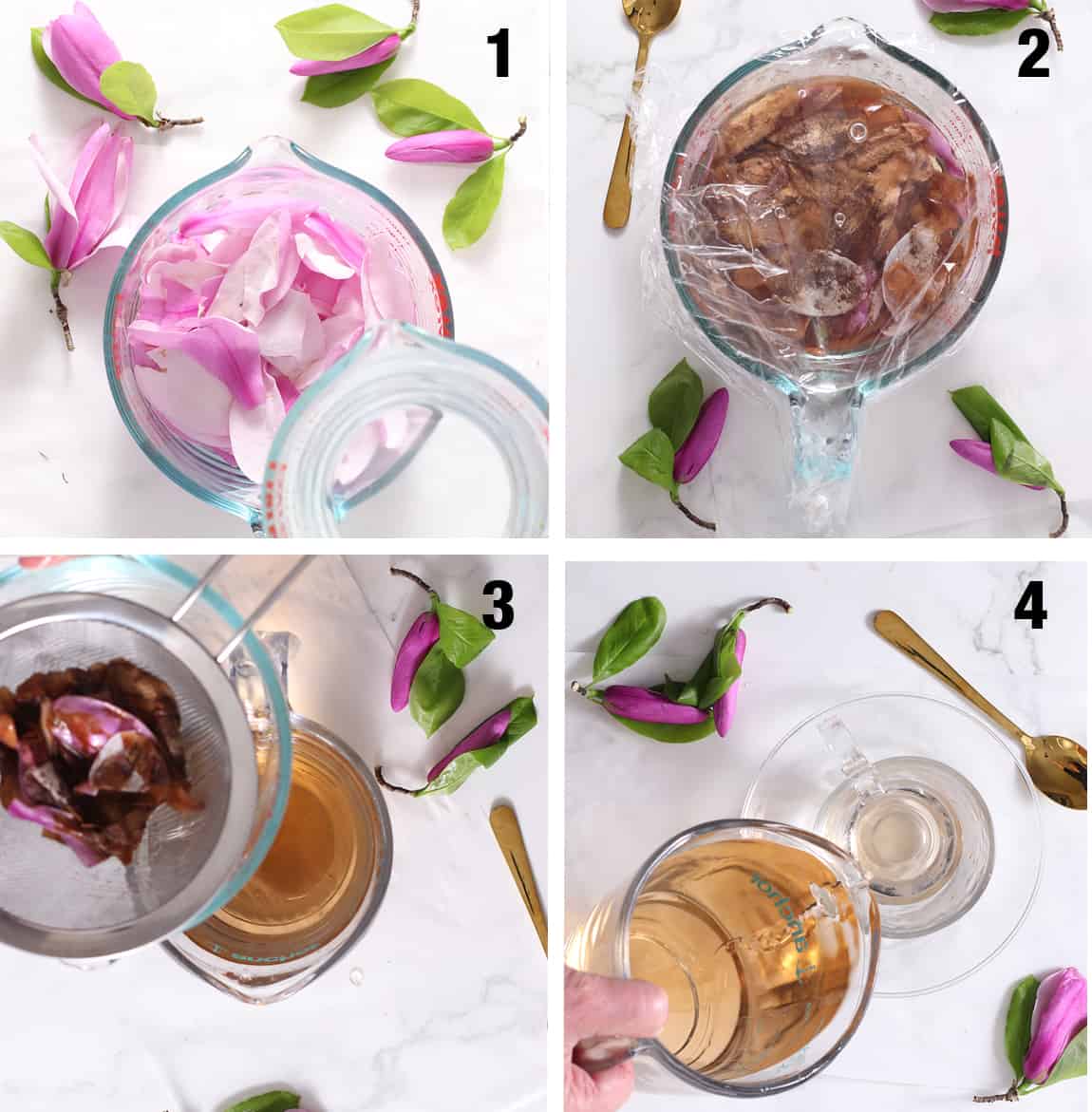 steps to make infused magnolia tea