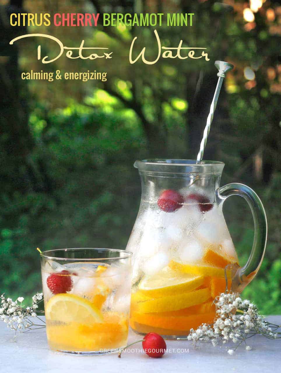 Lemon Orange Cherry Bergamot Mint Infused Water (Calming & Energizing Effect)