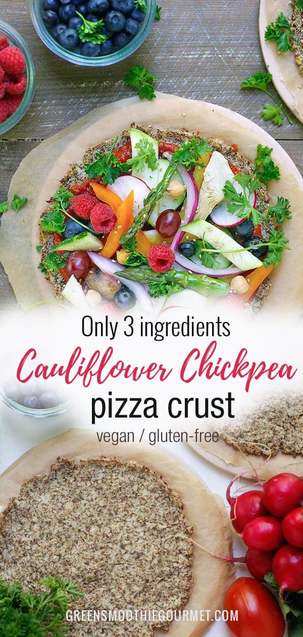 Three-Ingredient Cauliflower Chickpea Pizza Crust (vegan, gluten-free)