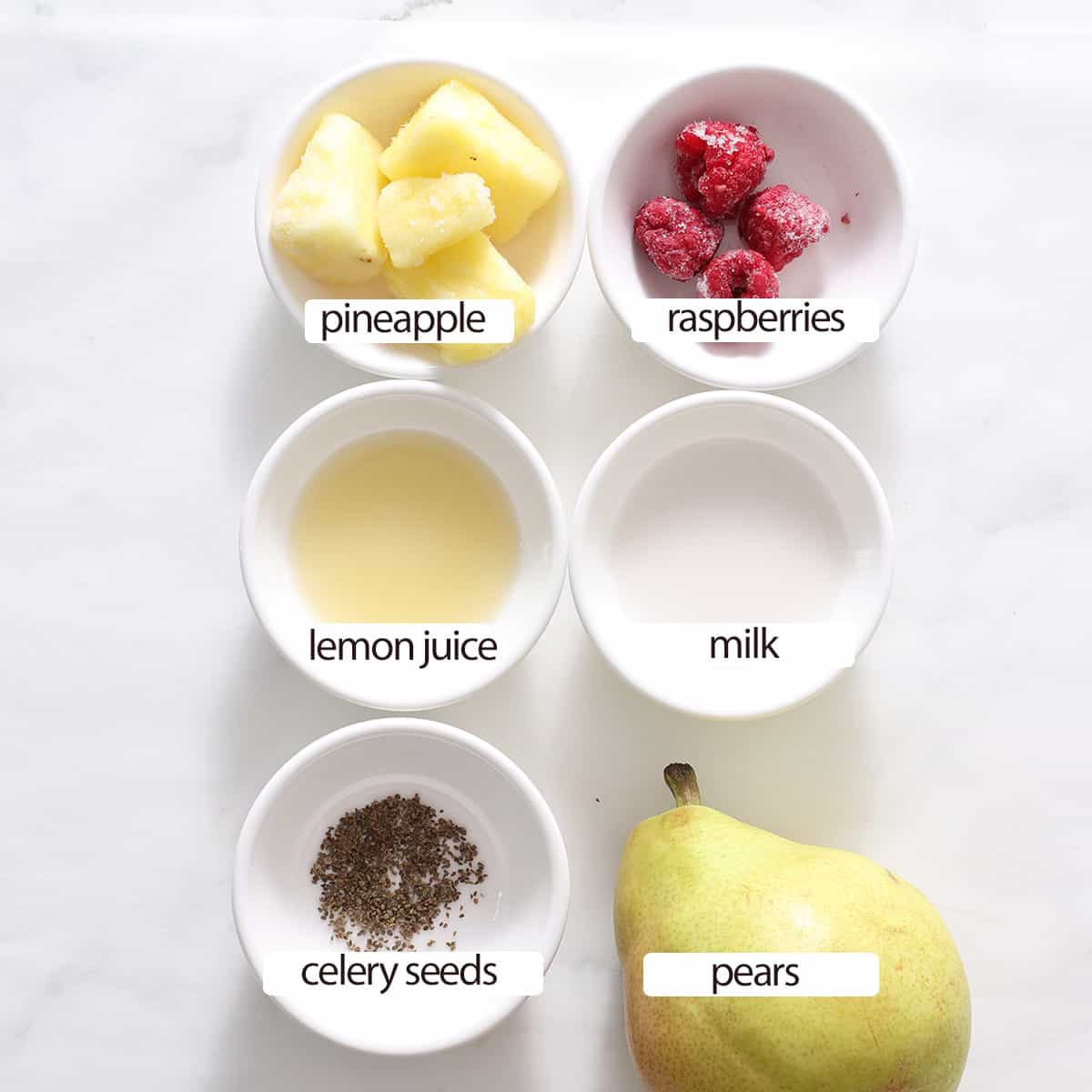 ingredients for pink pineapple smoothie.