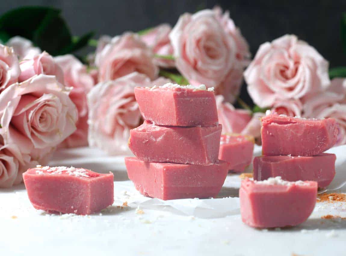 Vegan White Chocolate Made Pink (3-ingredients, dairy-free, refined-sugar-free)