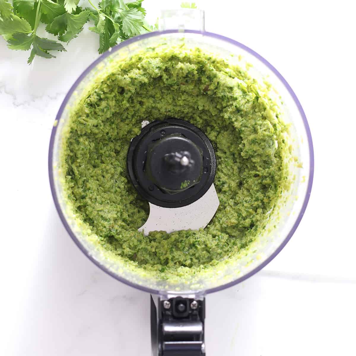 green olive tapenade or pesto without anchovies.