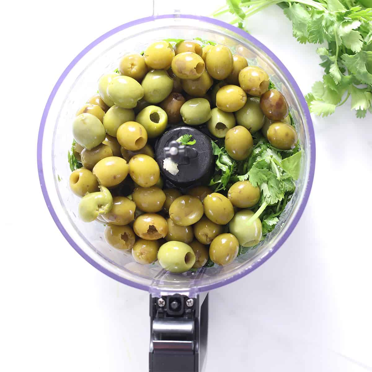 green olive tapenade or pesto without anchovies.