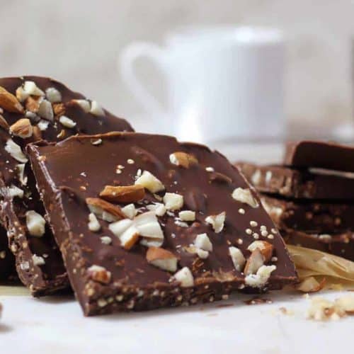 Chocolate Hazelnut Crispy Bark (3-ingredients, vegan, gluten-free, dairy-free)