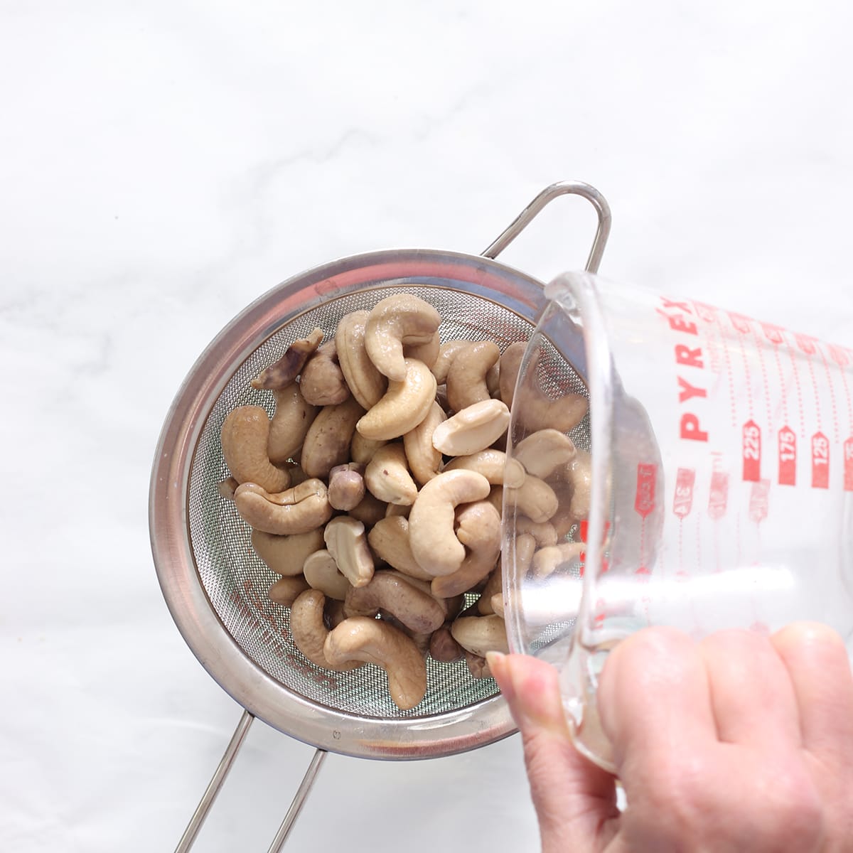 rinse cashews after soaking.