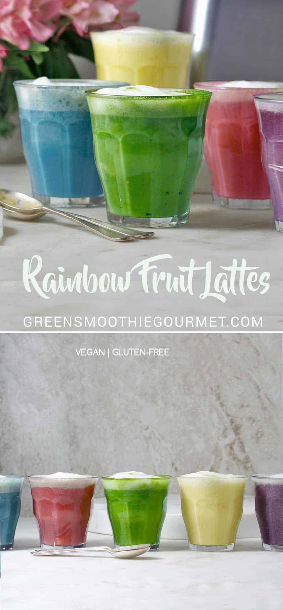 5 Rainbow Fruit Lattes {vegan, 3-ingredients}