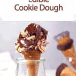 edible cookie dough in a cone.