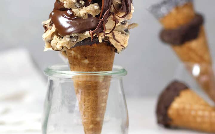 edible cookie dough in an ice cream cone