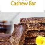no bake cashew bars leaning on a stack