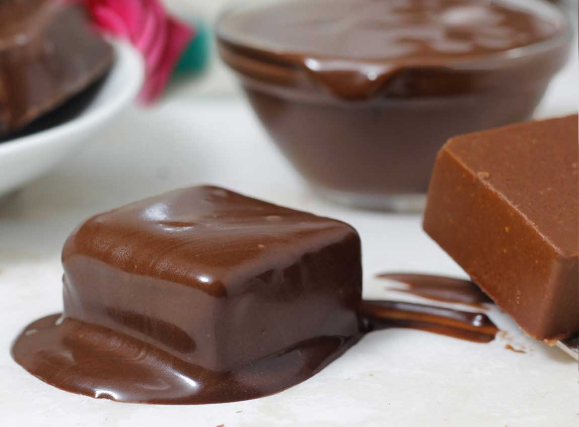 Chocolate-Coated Fudge Bricks (2-ingredient, vegan) + Faux Tempered Chocolate