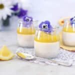 lemon panna cotta jar with purple flower