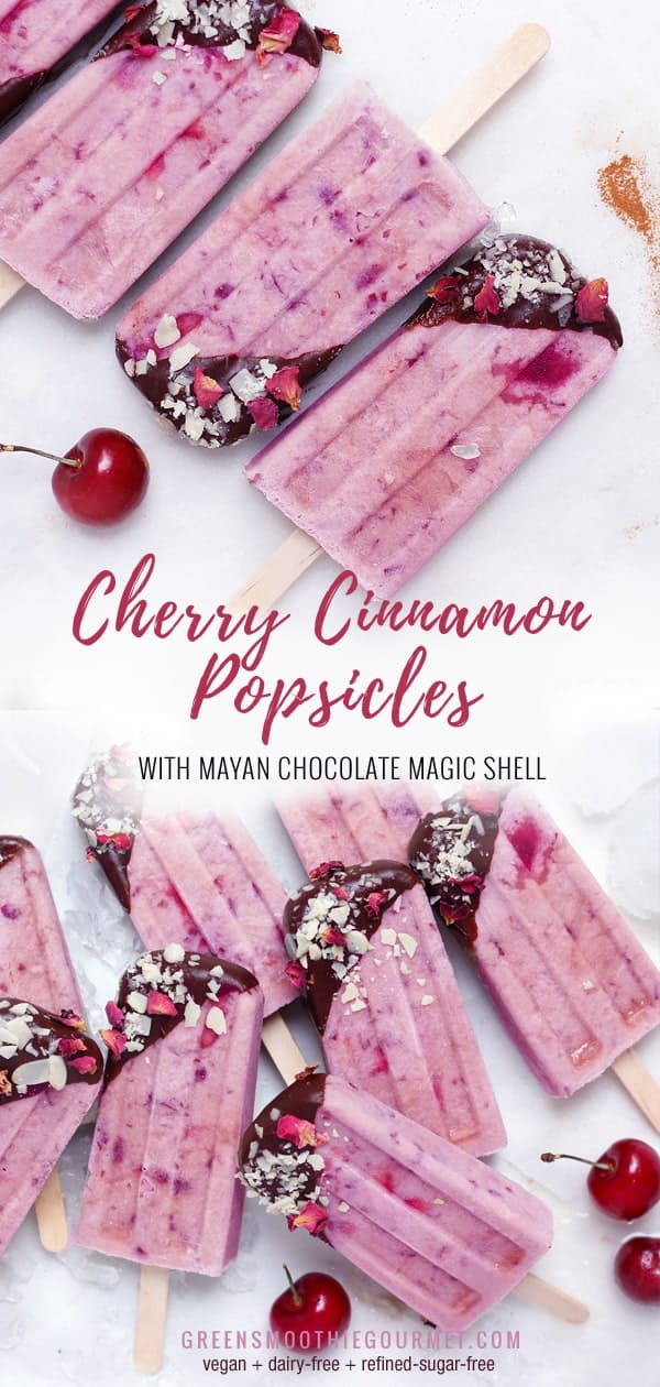 Cinnamon Cherry Popsicles + Mayan Chocolate Magic Shell