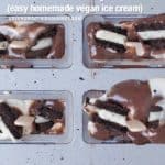 Top view of Cookies and cream popsicles made with homemade ice cream and oreos in a mold.