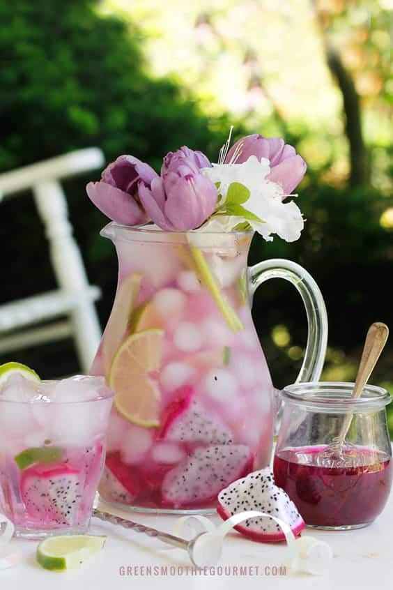 Pitcher of pink infused water