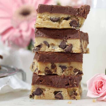 a stack of cookie dough bars