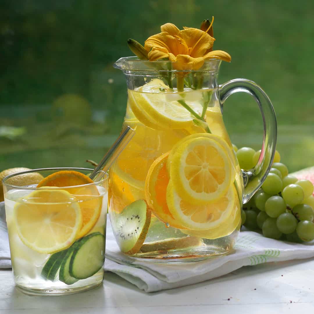 a pitcher of detox water.