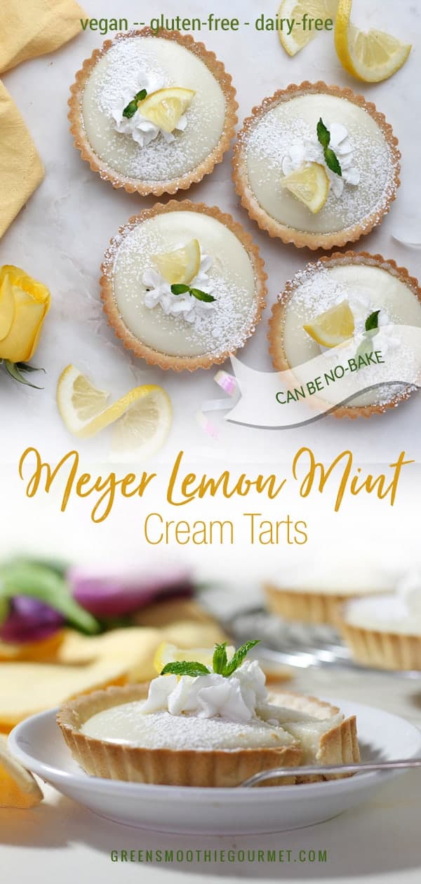 Meyer Lemon Mint Cream Tarts (vegan, dairy-free)