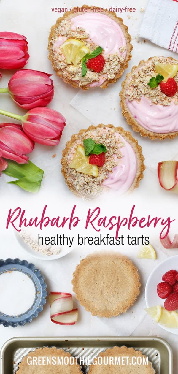 Rhubarb-Raspberry Healthy Breakfast Tarts (gluten-free, dairy-free, vegan, workout food)