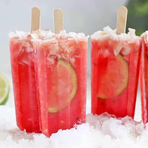 popsicles standing up in crushed ice