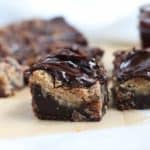 Fudge Brownies Stuffed with Cookie-Dough (dairy-free, gluten-free, oil-free, vegan)