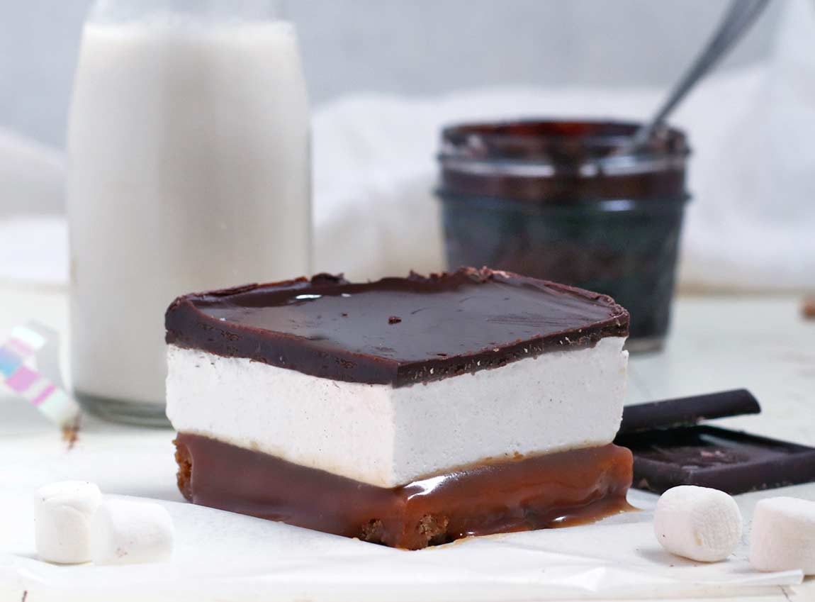 Chocolate Marshmallow S'mores No-bake Squares (vegan, dairy-free, gluten-free)