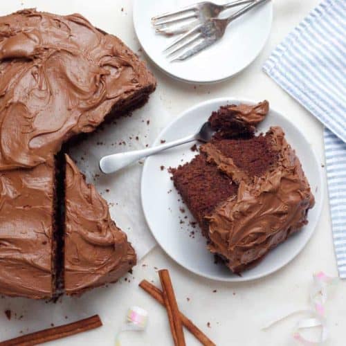Simple Cinnamon Chocolate Layer Cake (dairy-free, vegan, gluten-free)