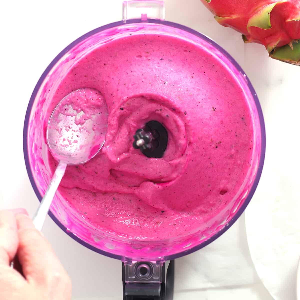 pitaya bowl smoothie blended in a processor