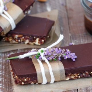 homemade protein bars on a wooden board.