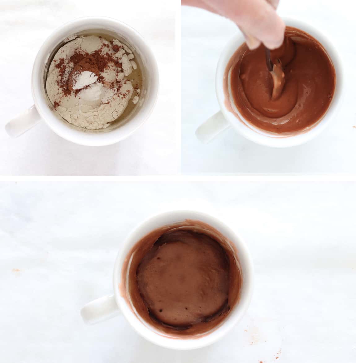 Steps to make Chocolate Vegan Mug Cake.