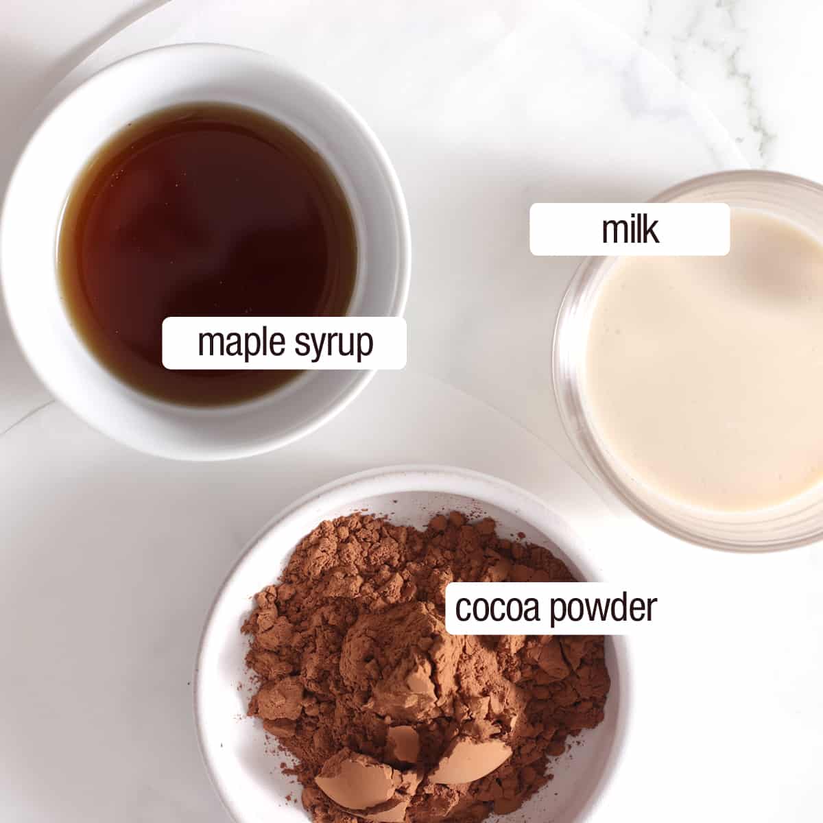 overhead of ingredients for chocolate sauce