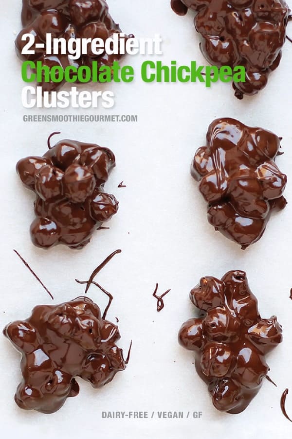 Chickpeas dipped in chocolate in clusters on a white board