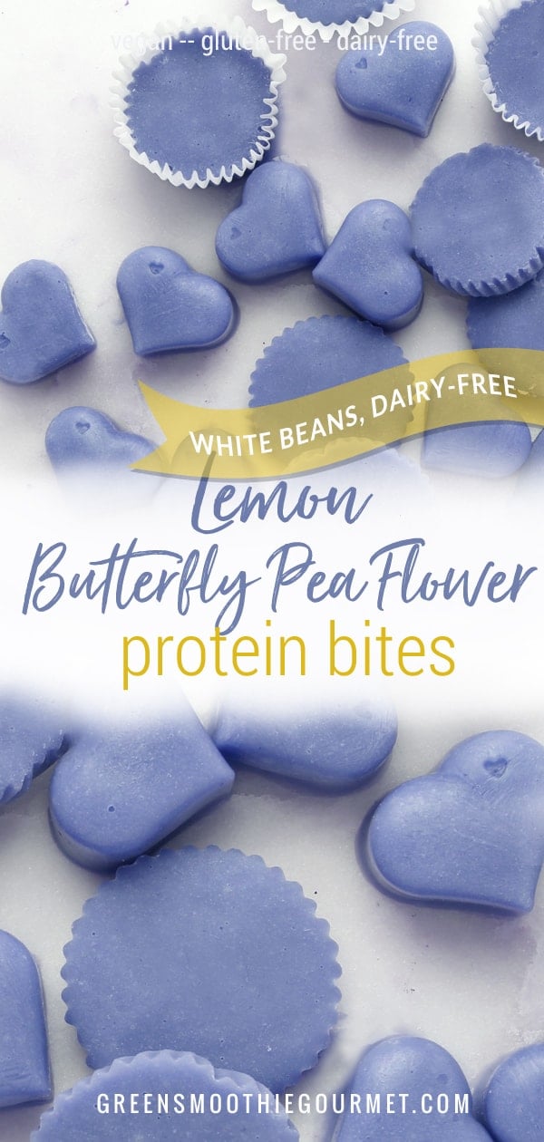 Lemon Butterfly Pea Flower Protein Bites (white beans)