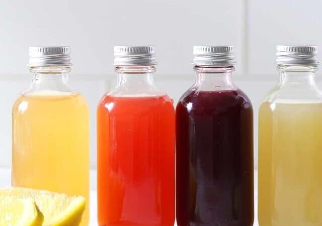 a row of five wellness shots