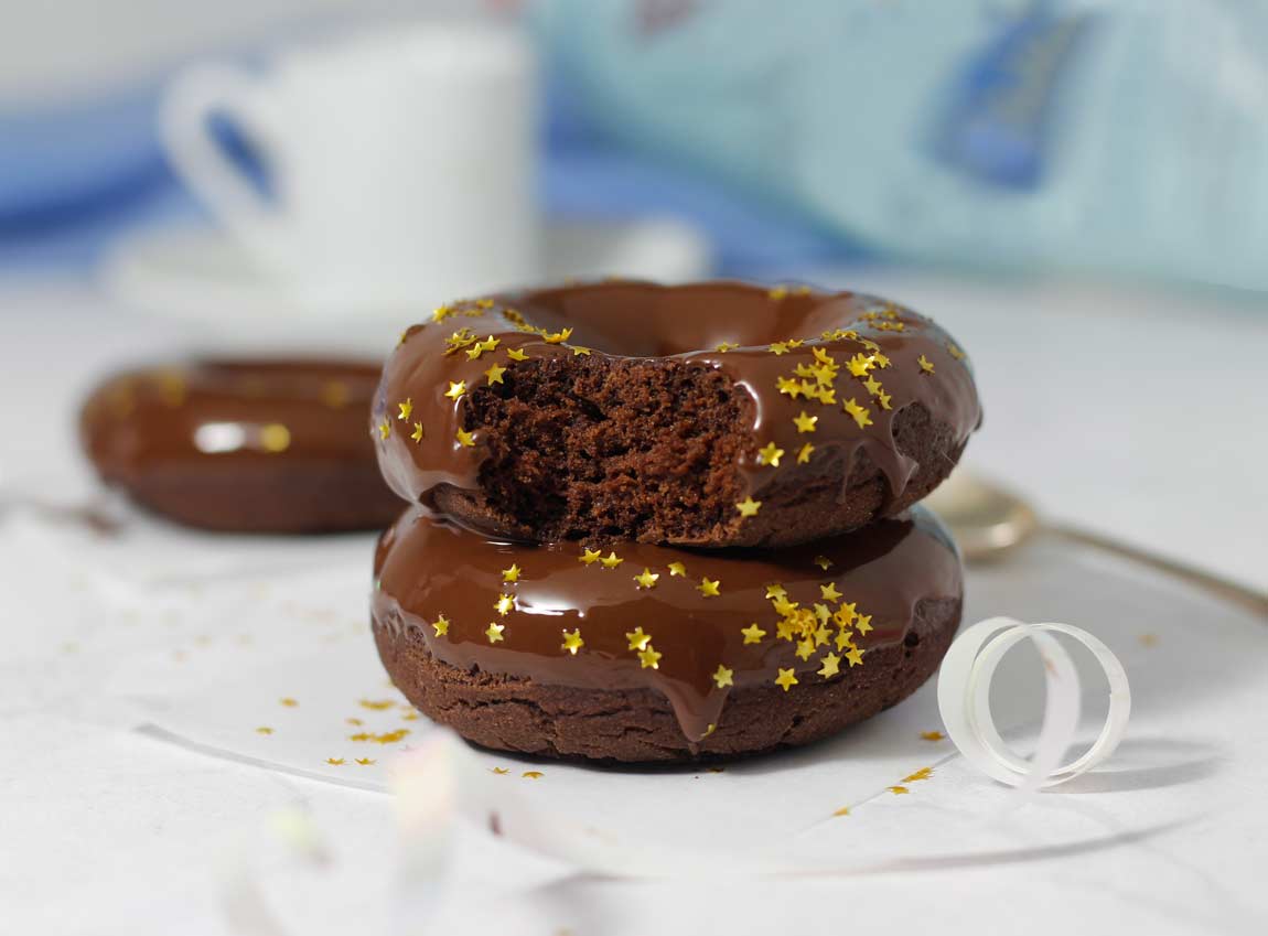 Dark Chocolate Baked Breakfast Donuts (vegan, gluten-free)