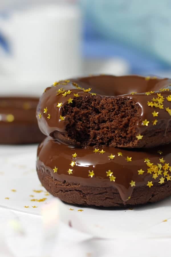 Dark Chocolate Baked Donuts (vegan, gluten-free)