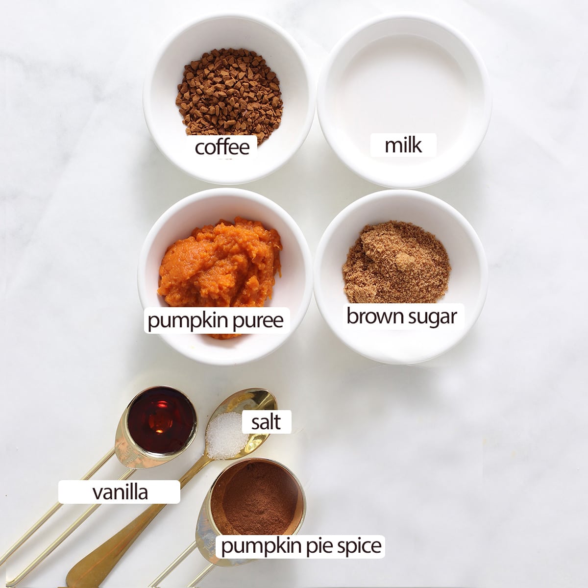 ingredients for pumpkin spice latte.
