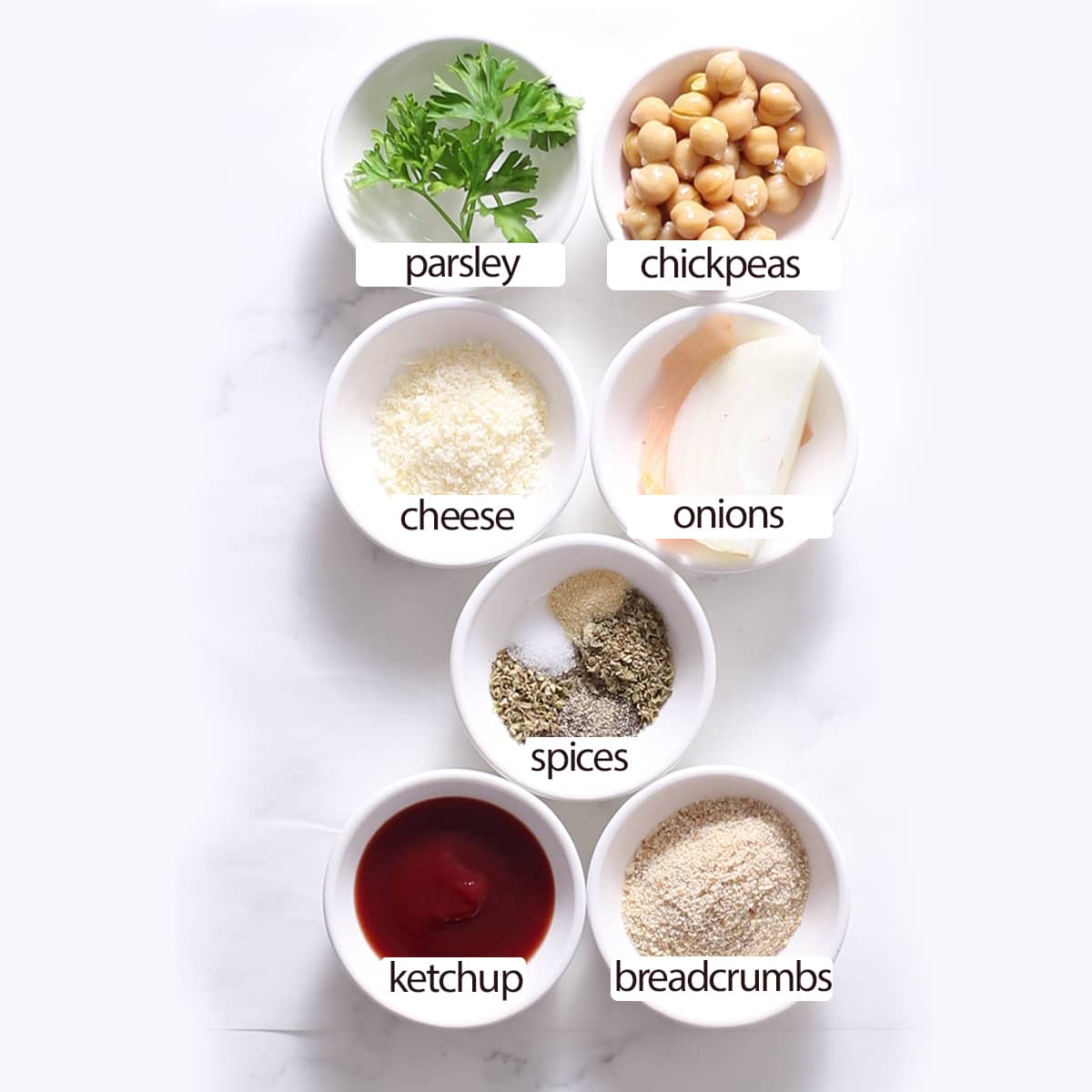 chickpea meatball ingredients.