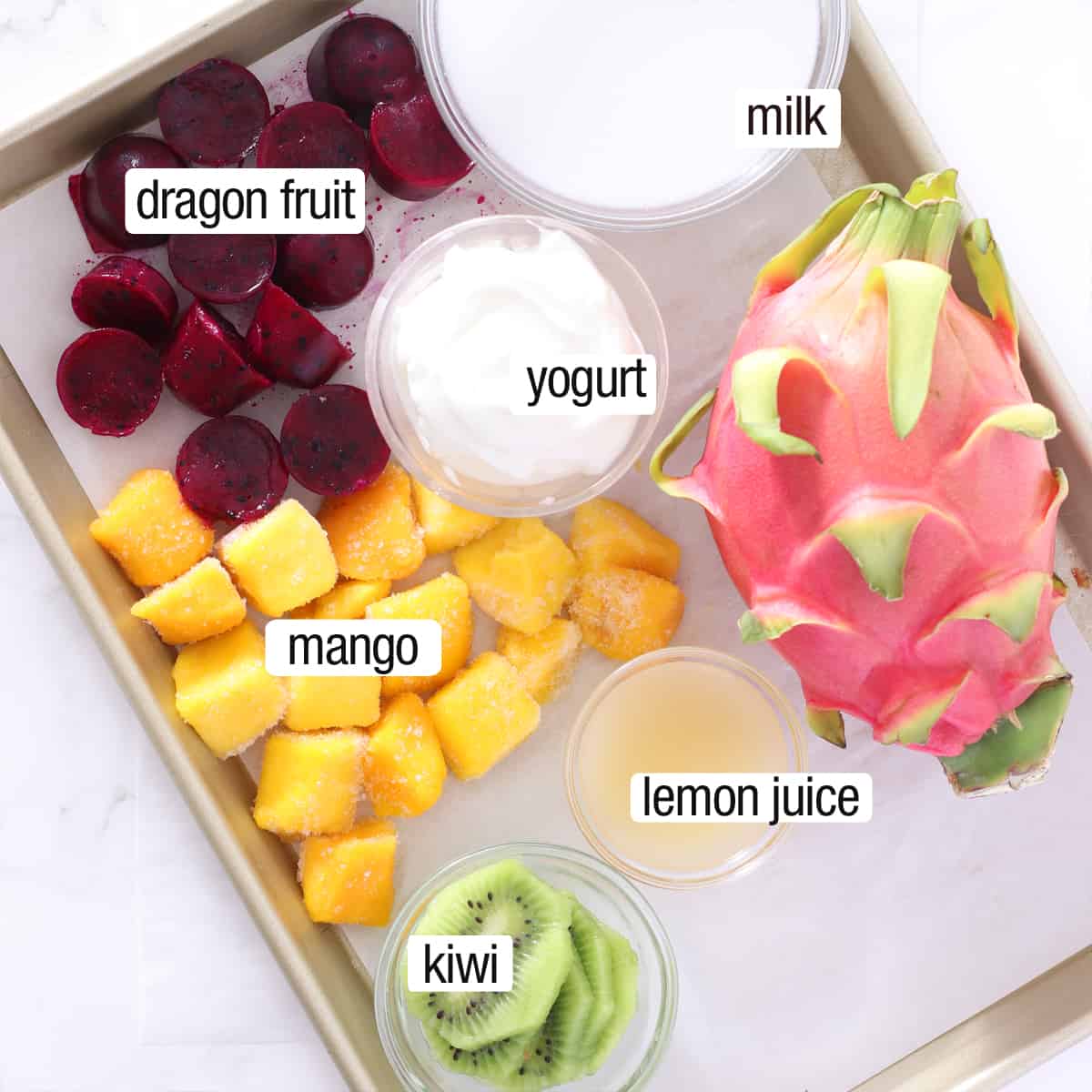 ingredients for dragon fruit smoothie