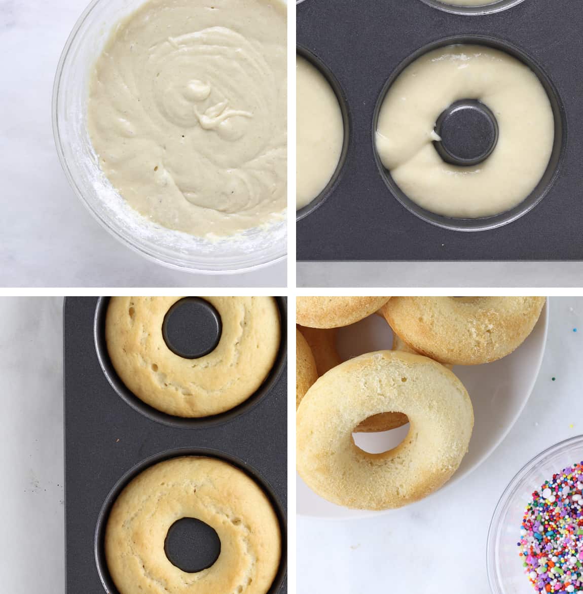 Step by step to make baked birthday donuts images.