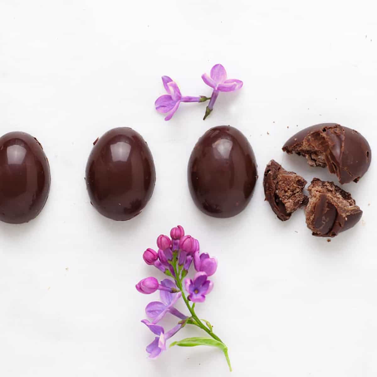 a row of chocolate easter eggs