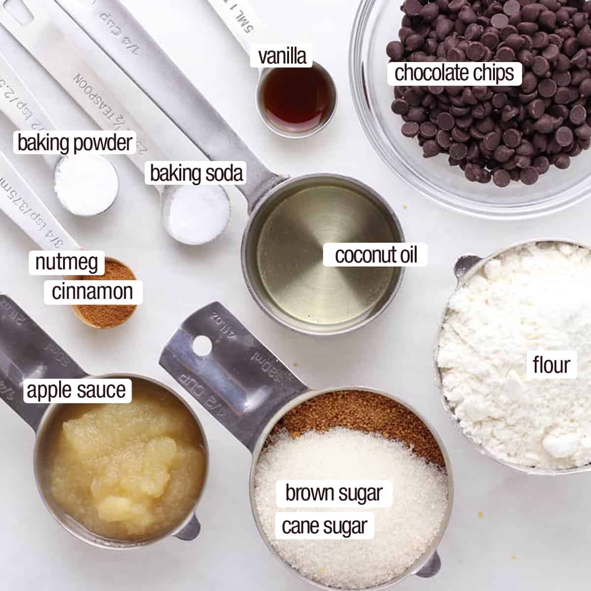 overhead view of ingredients for cinnamon cookies