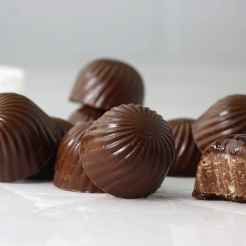 Piles of healthy homemade chocolates.