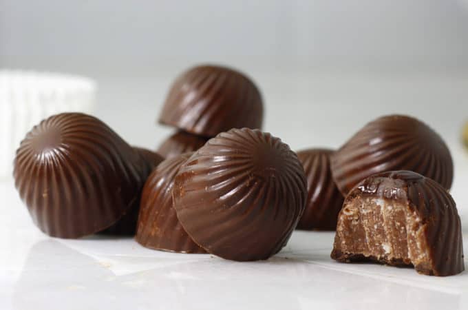 Piles of healthy homemade chocolates.