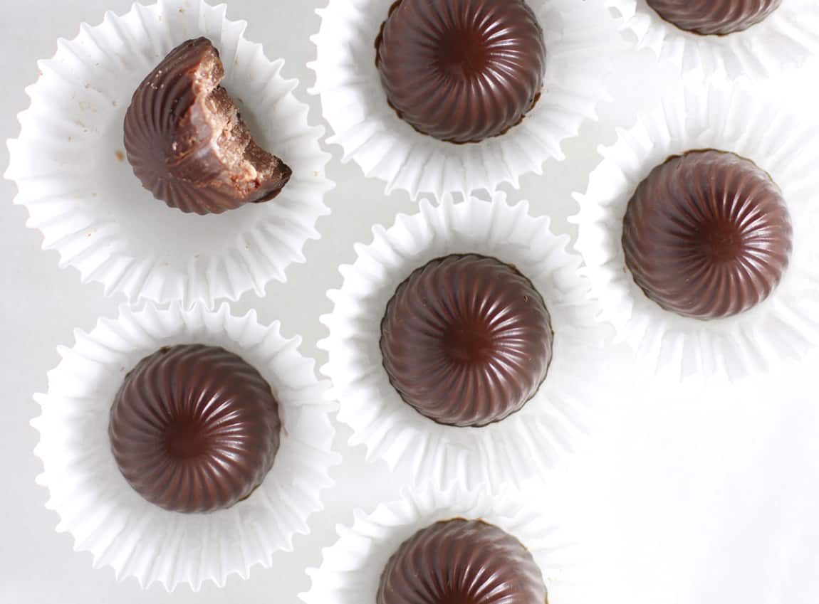Overhead of healthy homemade chocolates.
