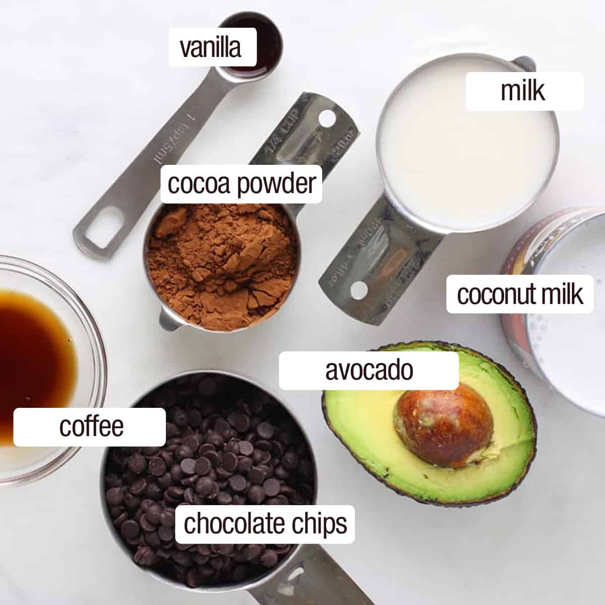 overhead view of ingredients for fudgesicles