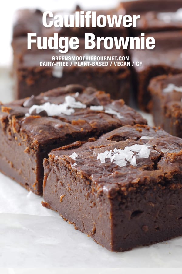 Cauliflower Fudge Brownies in a row.